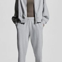 H&M Light Gray Cotton Blend Pull On Drawstrings Joggers with Pockets, size S