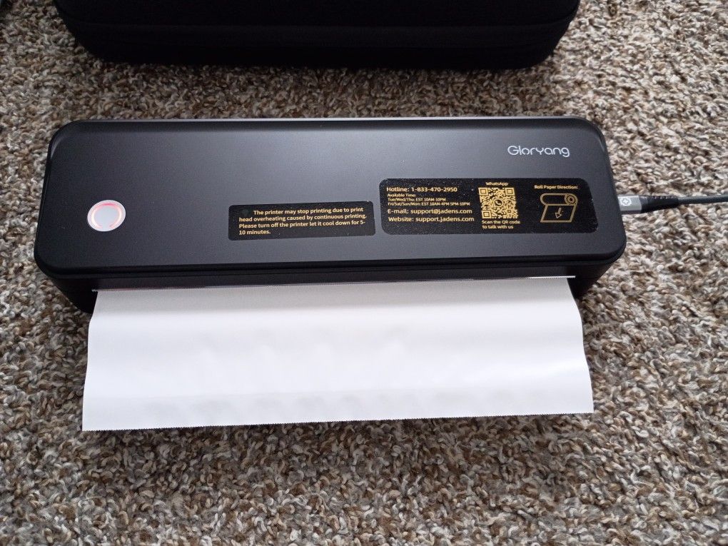 Gloryang Impresora portátil sin tinta para viajes, impresora térmica inalámbrica compatible con tamaño carta de 8.5 x 11 pulgadas, impresora Bluetooth