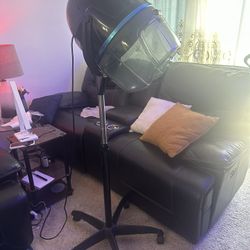 Hooded Floor Hair Dryer Adjustable Bonnet Hair Dryer Stand Up with Timer and Rolling Wheels f