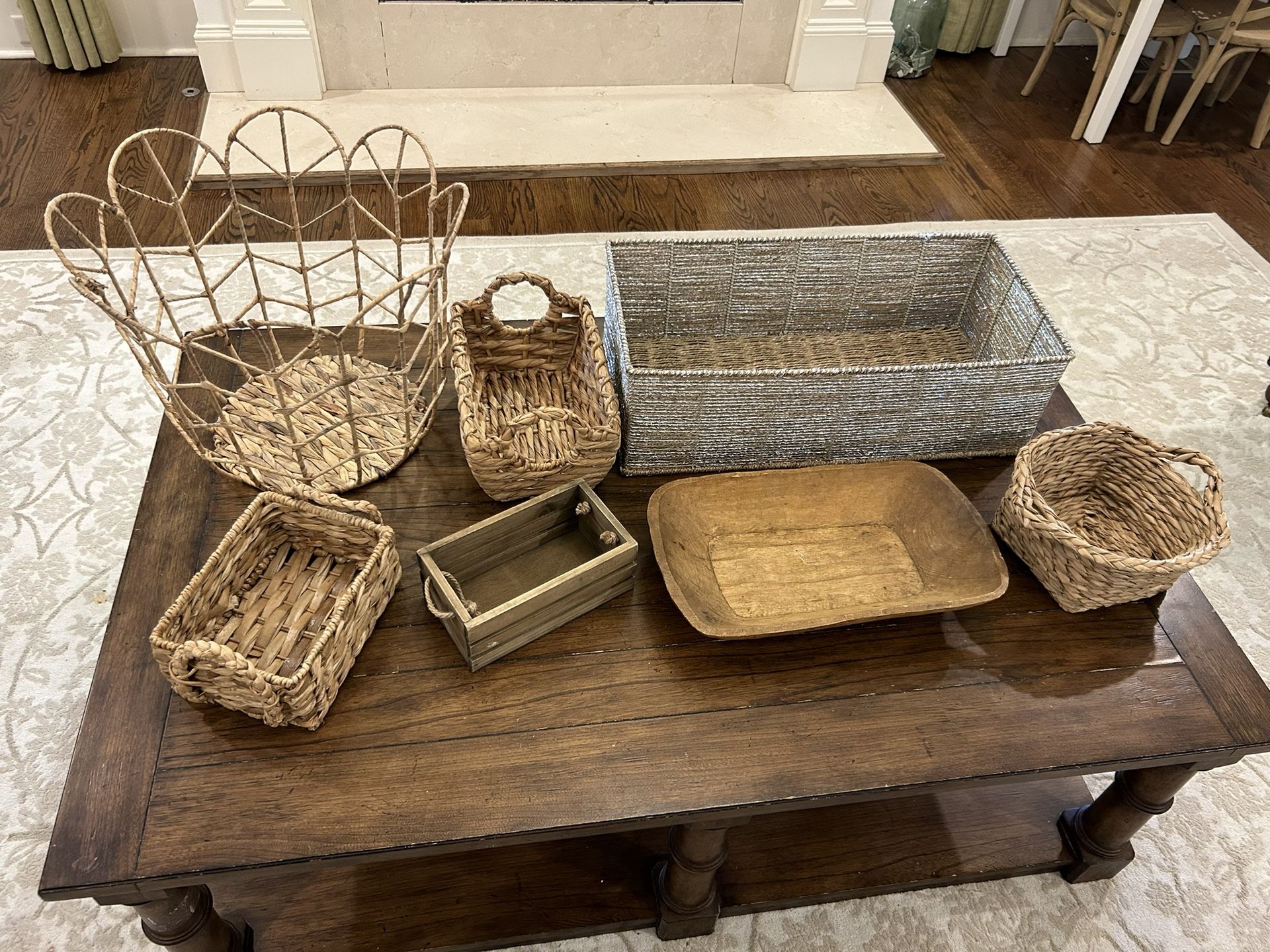 Lot of Baskets and Small Dough Bowl