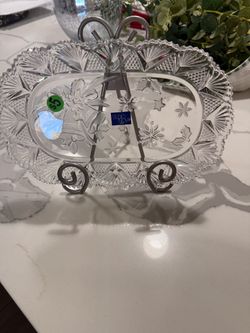 Christmas crystal serving dish