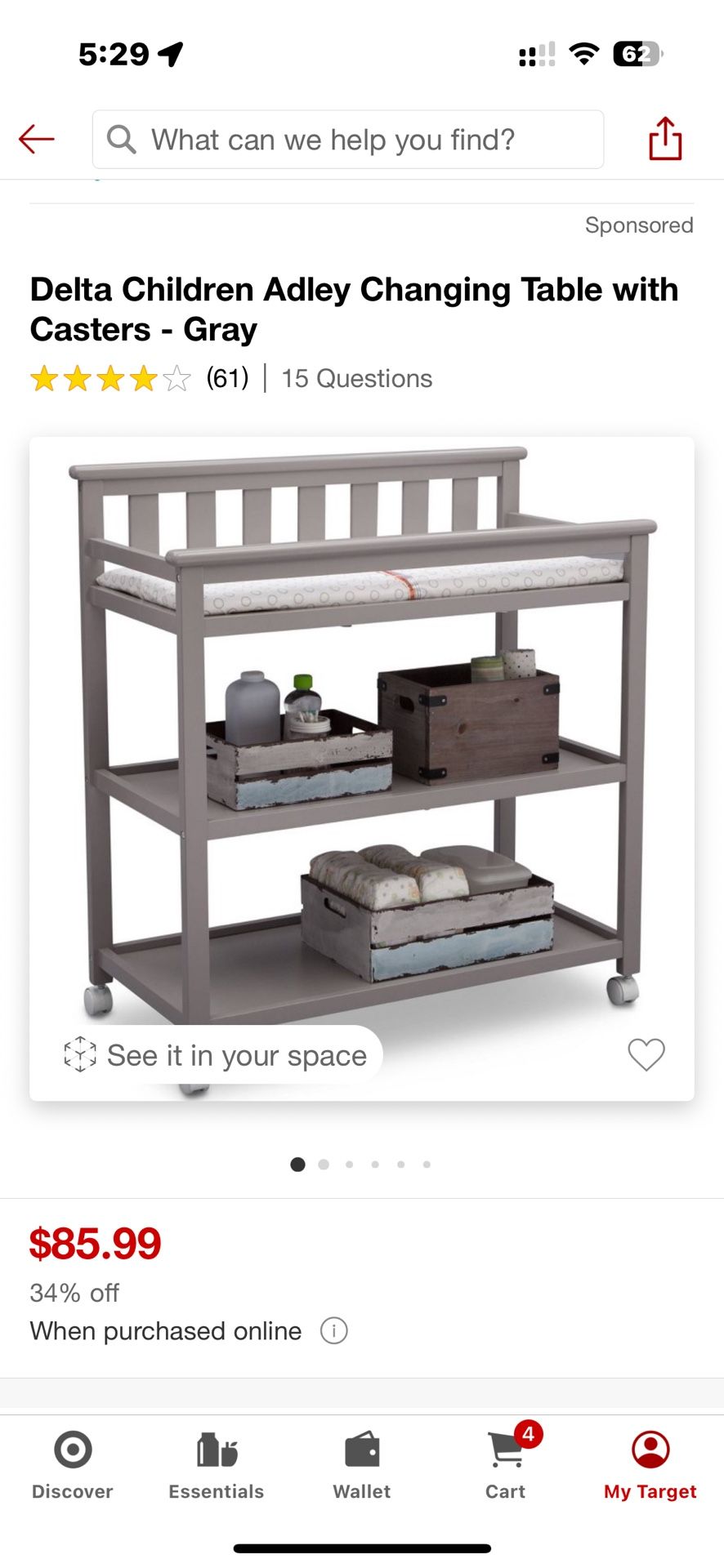 Baby Furniture Bundle – Crib, Changing Table, Changing Pad & Mattress – Like New!