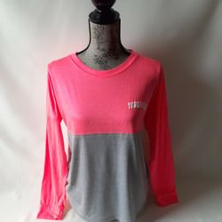 York Beach womens pink/gray long sleeve top size M