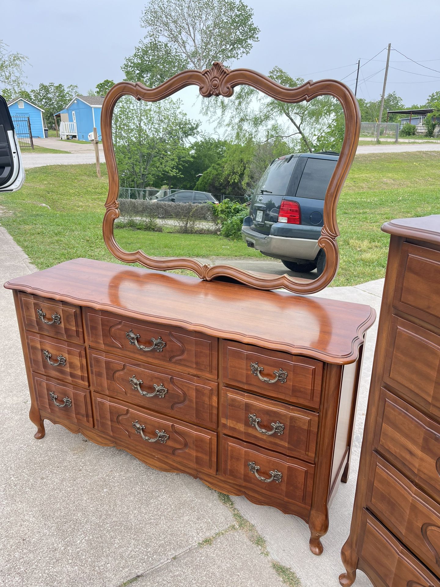 Dresser Mirror, Chest Drawers , And Nightstand 