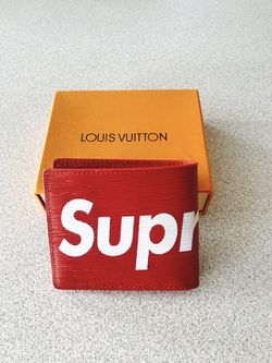 Red supreme Louis vuitton wallet