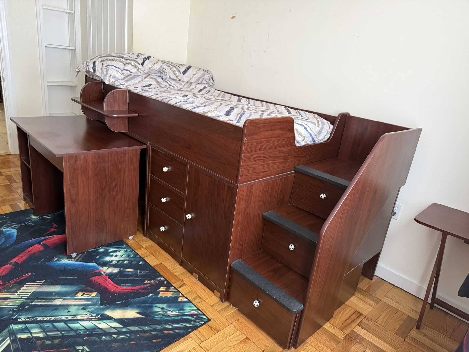 Custom Twin Bed With Built In Desk