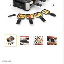 OMAIGA Raclette Table Grill, Korean BBQ Grill Raclette Grill with 8 Paddles & 8 Spatulas. Electric Indoor Grill(new)