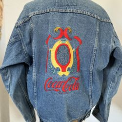 Womens Men’s Vintage Embroidered Coca Cola Jean Denim Jacket