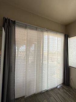 White Panel track blinds for sliding glass door