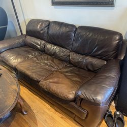 SIMON BROWN LEATHER FULL SIZE SOFA FROM COSTCO
