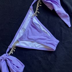 NWOT lavender rhinestone bikini bottom