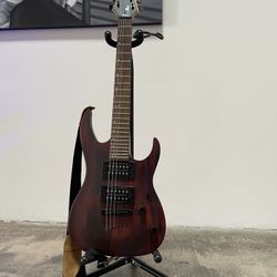 Mitchell MM100 Mini Double-Cutaway Electric Guitar Walnut Stain  