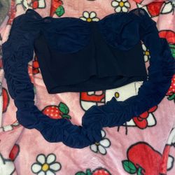 Blue Ruffled Crop Top