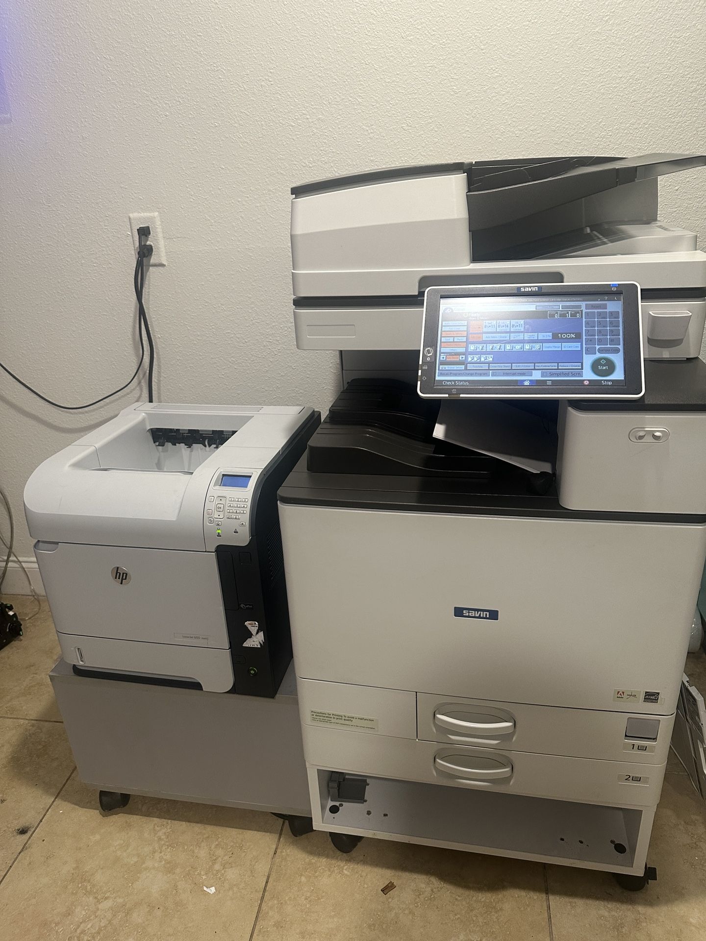 Ricoh MPC 3004 color copier (w/ Free HP printer)
