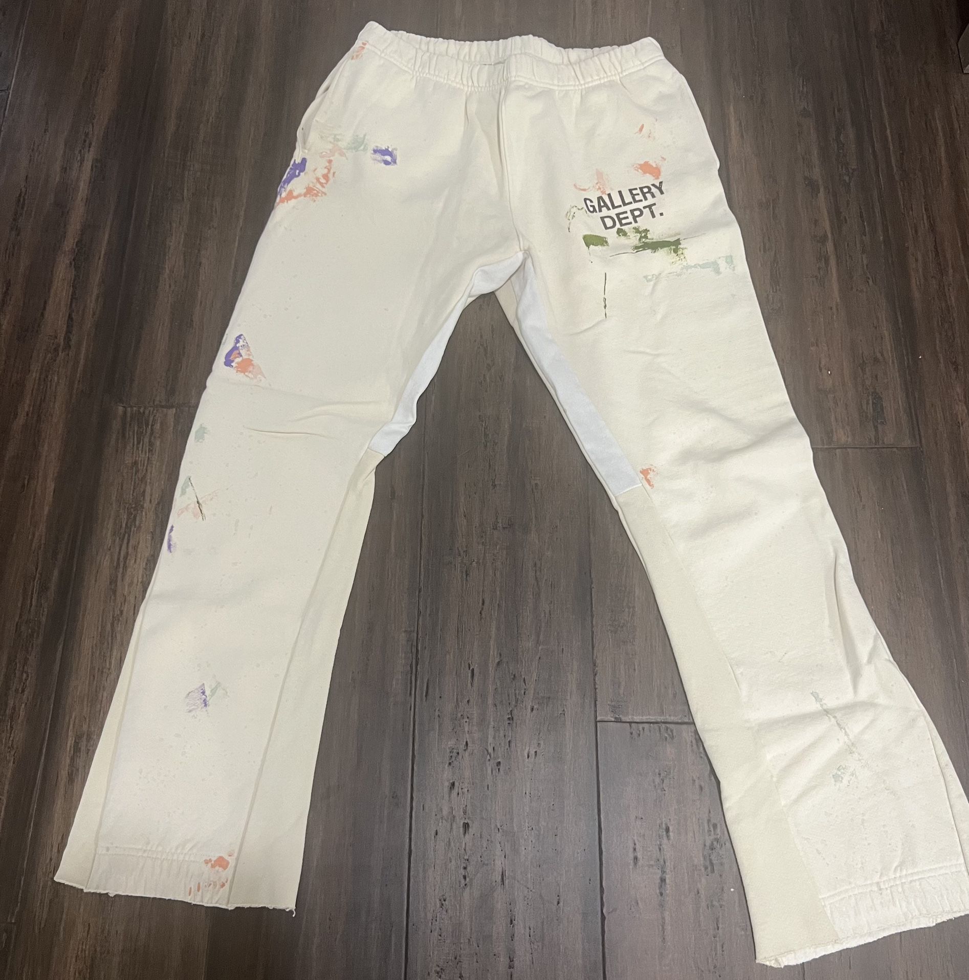 GALLERY DEPT GD PAINTED FLARE SWEATPANT- WHITE (Cream) SIZE XL