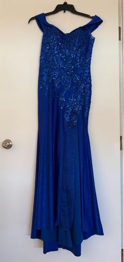 Royal Blue Off-Shoulder Sequin Formal Gown