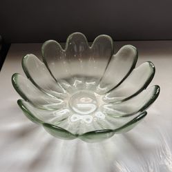 Vintage Thick Glass 12 Petal Lotus Bowl
