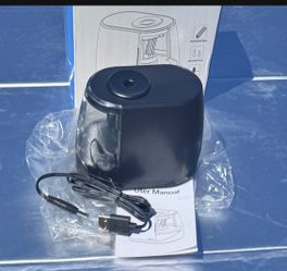 Electric Pencil Sharpener, Adjustable Sharpness, Plug in or Battery Powered, Black