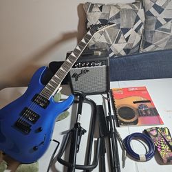 Jackson Electric Guitar with Fender Amp, Strap, Stands, plus more