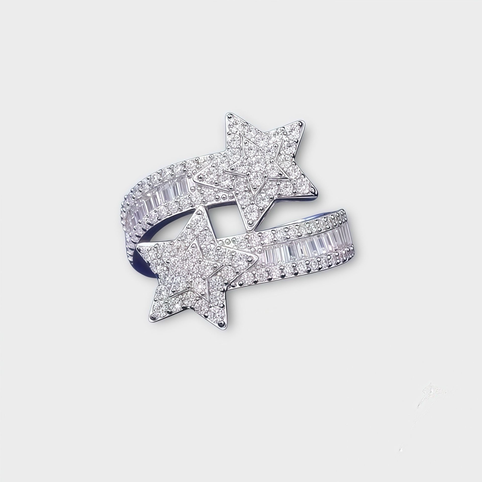 VVS Moissanite Shooting Star Ring Size 6-10 Passes Tester