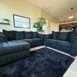 Ashley Homes Furniture Microfiber Sectional with Reversible Chaise and Loveseat 
