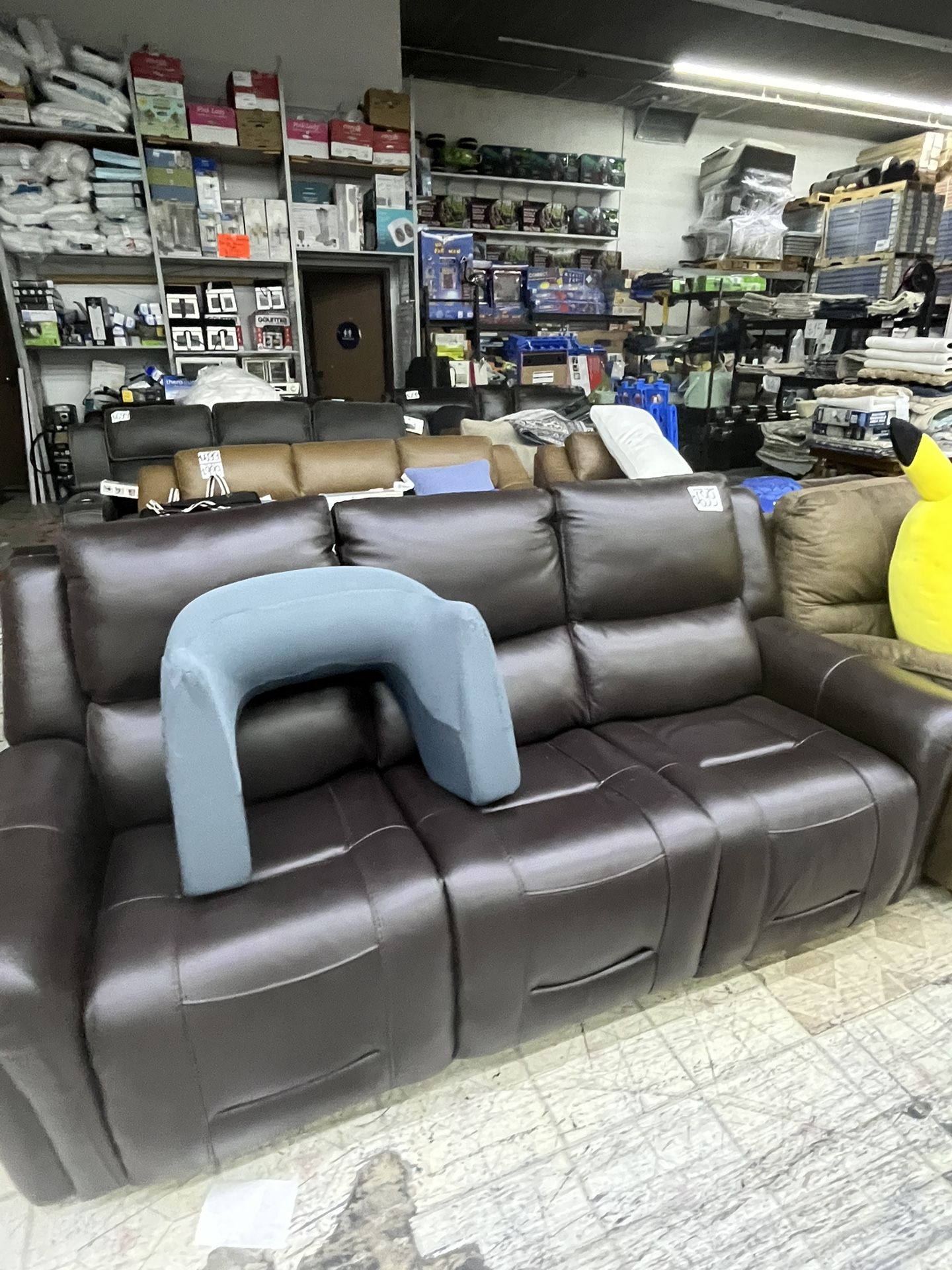 Leather 3-seats Recliner Couch