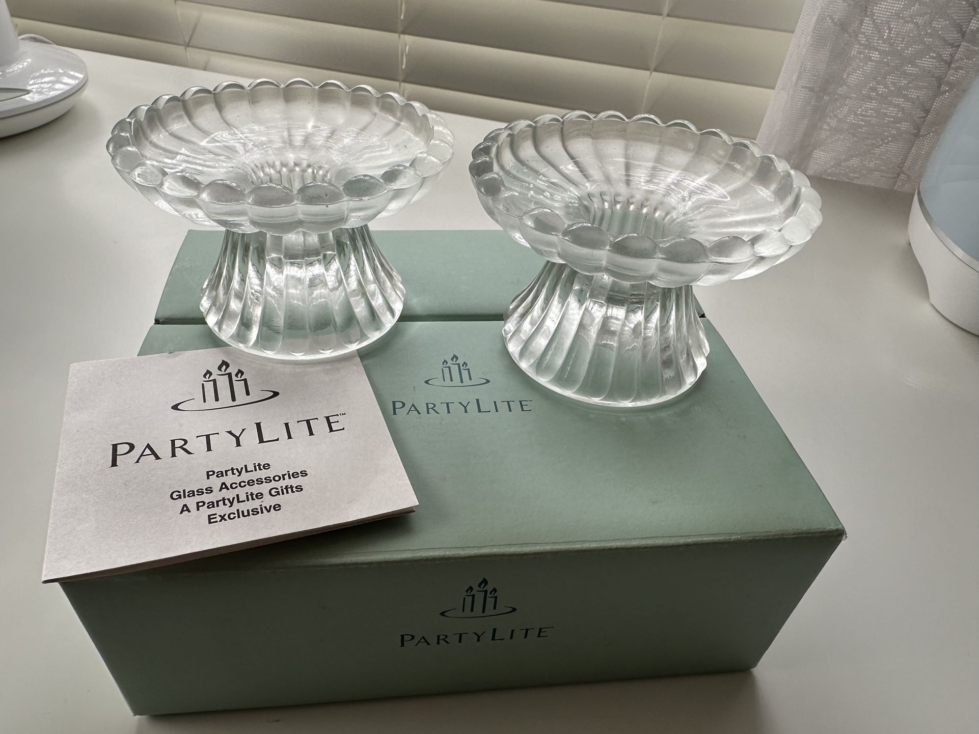 Retired Partylite "Quilted Crystal Pair" Votive Candle Holders #P9246