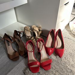 Women’s Heels - red heels - brown heels - pump heels - thick heel - strappy women’s heels