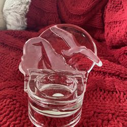 Partylite Glass Tea Light Holder With Bird And Sailboat Design 