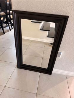 Dark Brown Wood Framed Wall Mirror