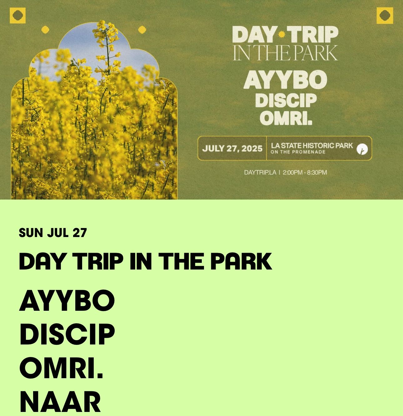 Ayybo 7/27 (Day Trip In The park)