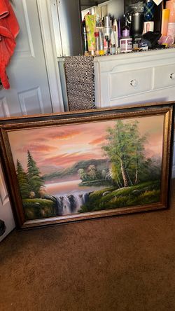 Framed Landscape Oil Painting