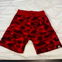 BAPE Red Camo Sweat Shorts
