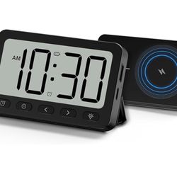 Rechargeable Travel Alarm Clock + Portable Phone Charger – Good Condition