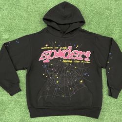 New Sp5der P*nk V2 Hoodie Sweatshirt Black 2023 Size Small Authentic Spider Hype