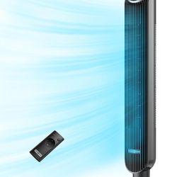 Tower Fan, 42” Bladeless Fan with Remote, 120° Pedestal Oscillating Fan, 24 dB Quiet DC Motor, 12 Speeds, 4 Modes, Dustproof Mesh Filter, 12H Timer, S