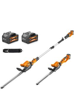 20V 2-in-1 Cordless Pole & Handheld Hedge Trimmer,Electric Hedge Trimmer with 2 Packs 4.0Ah