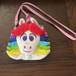 Disney Parks Inside Out Rainbow Unicorn Plush Crossbody Bag