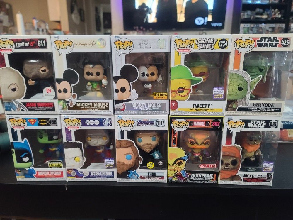 Funko Pops - Disney Jason Tweety Star Wars Superman Thor Wolverine