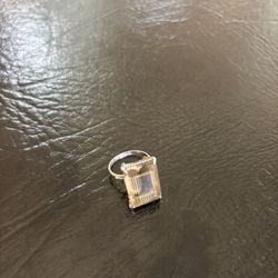Vintage Sterling Silver Ring With Rectangular Stone