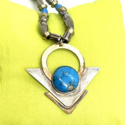 Sterling Signed Turquoise Necklace 