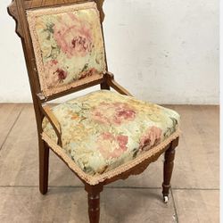 Antique Victorian Wood Upholstered Chair