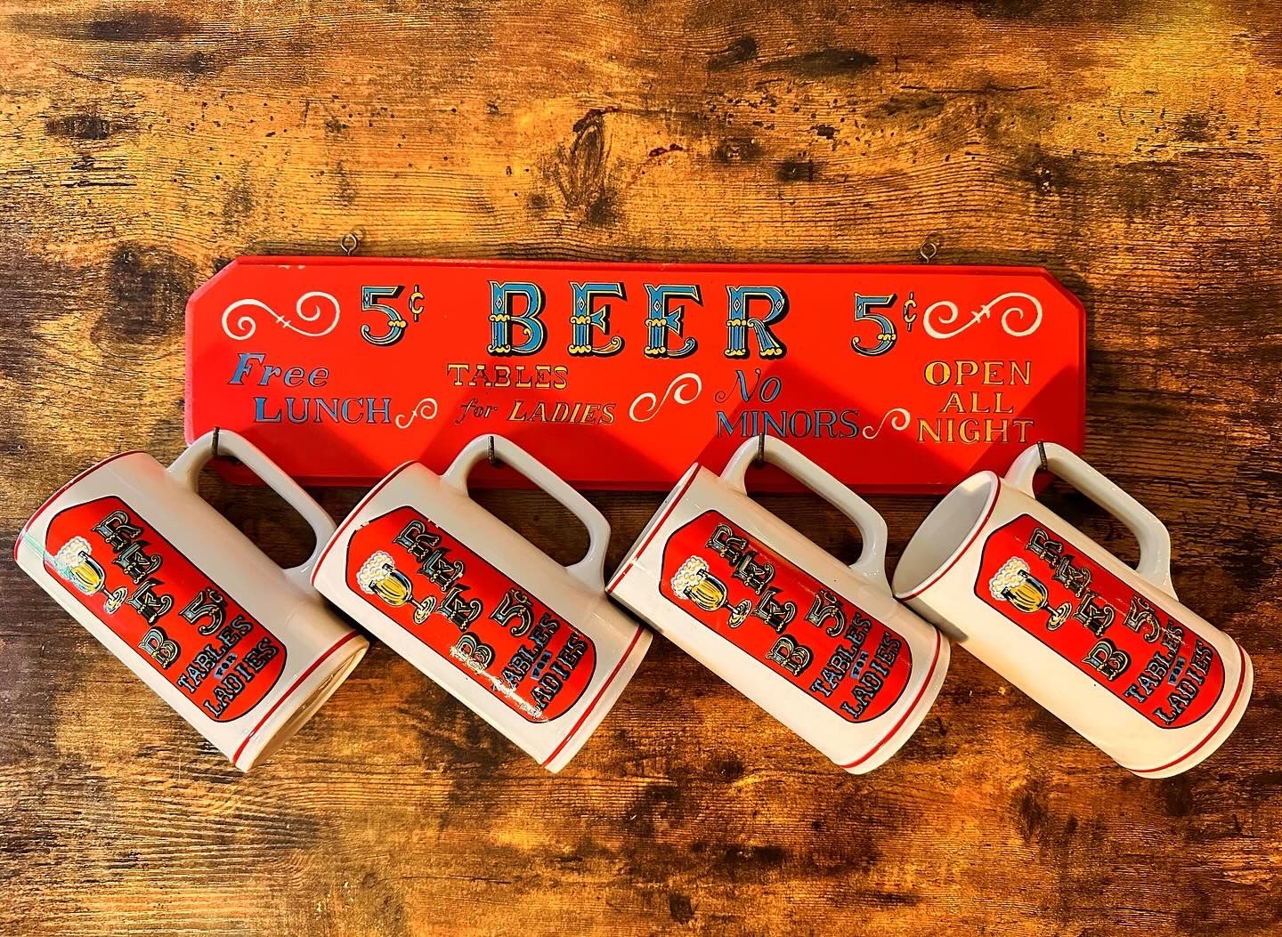 Vintage Beer Sign And Steins 