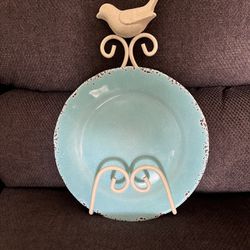 Vintage Cast Iron Bird Plate Holder 