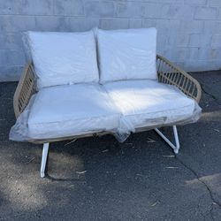 Steel Southport Rust Resistant Outdoor Patio Loveseat Linen - Threshold