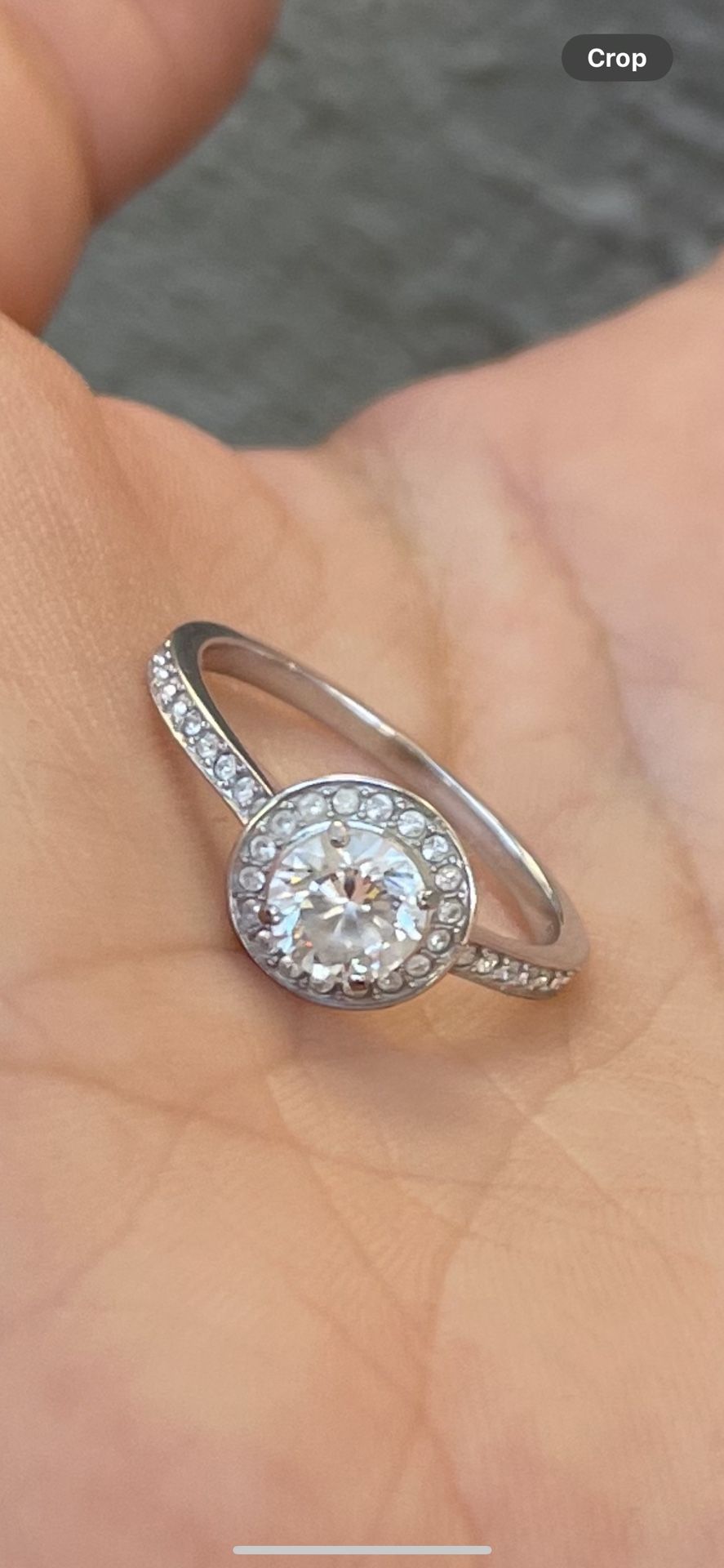 Swarovski Constella cocktail ring Round cut, Pavé, White, Rhodium plated size 60