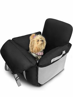 ALVOD Dog Car Seat for Small Dogs - Puppy Dog Booster Car Seat with Storage Pockets, Waterproof & Thickened Memory Foam Filling Up to 35lbs (Black)