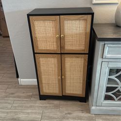 Iwell Storage cabinet Rattan Cabinet With 4 Rattan Doors & Adjustable shelves