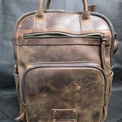S-ZONE Vintage Genuine Leather Backpack