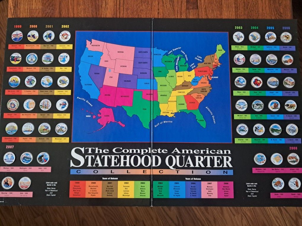 US Statehood Quarters COLORIZED Legal Tender Complete All 50 State Coin Set